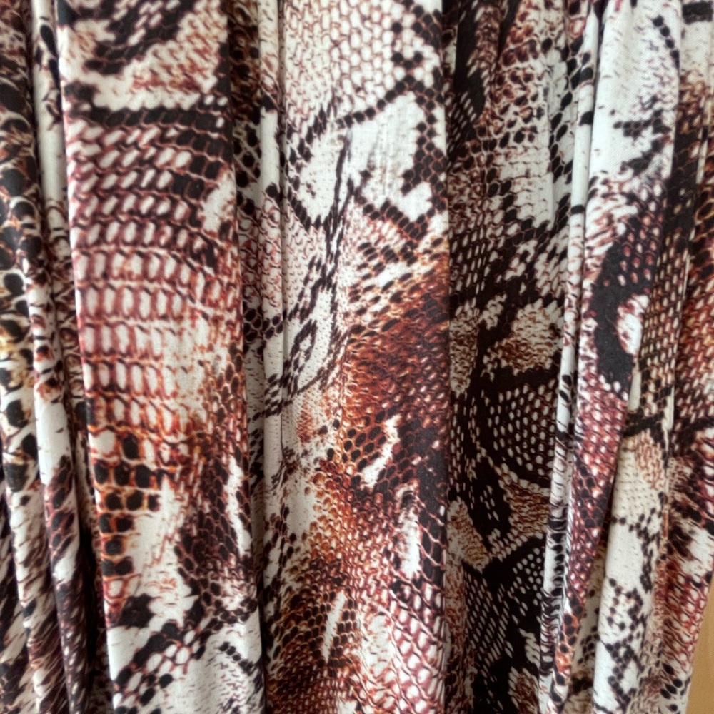 Snake print midi dress in brown and white